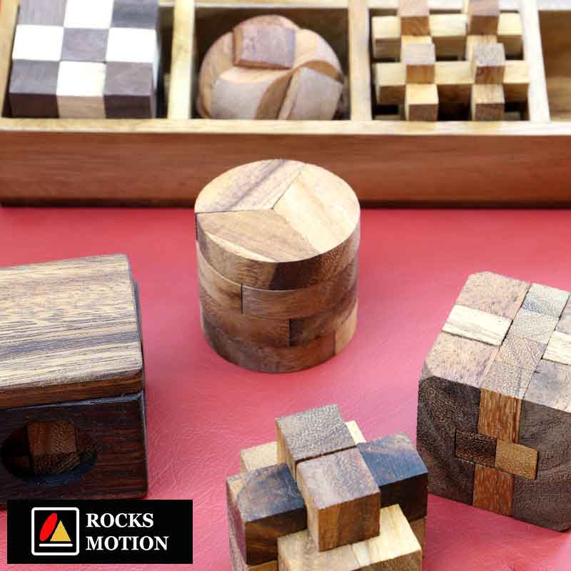 パズル 木製 大人 Rocks Motion 木製立体パズル 12個セット ケース入り Wood Puzzle  おしゃれ 脳トレ 知的 ボケ防止 グッズ ゲーム おじいちゃん 両親 プレゼント ギフト  【送料無料】