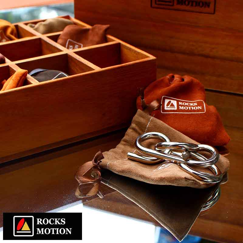 Rocks Motion Circle of wisdom 知恵の輪 脳トレ パズル 12個 セット ケース入り  紳士物 男性用 立体パズル  【送料無料】