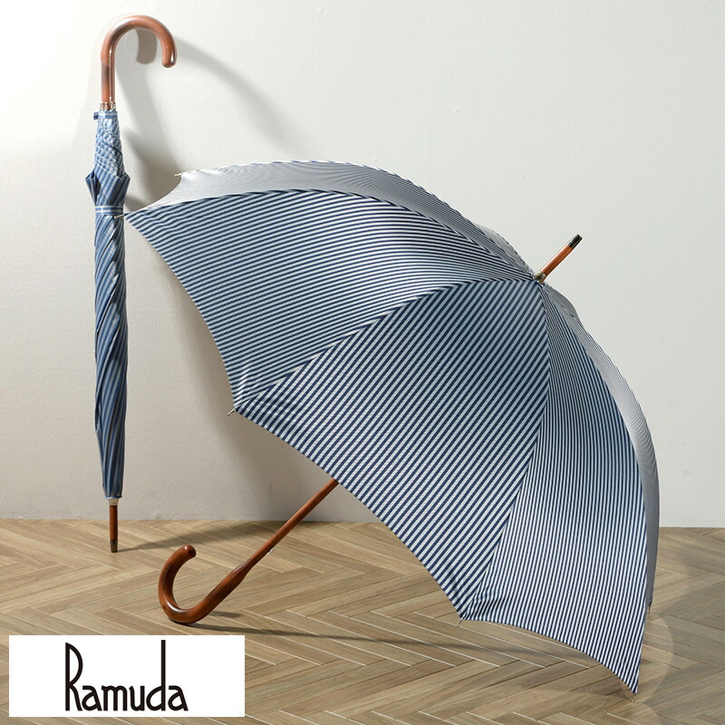 お気にいる メンズ 長傘 日本製 おしゃれ Ramuda 1本棒長傘 ロンドンストライプ 65cm 8本骨 雨傘 高級 丈夫 紳士 大人 ギフト プレゼント Fucoa Cl