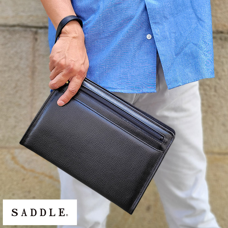 クラッチバッグ メンズ 日本製 SADDLE 牛革 セカンドバッグ ブラック 本革 レザー おしゃれ シンプル 結婚式 バッグ 冠婚葬祭 フォーマル 【送料無料】 10,313円