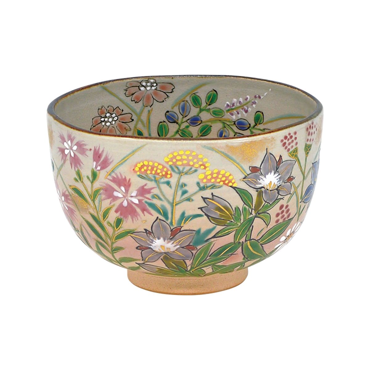 【茶道具】茶碗　乾山　秋草　壱休窯　（桐箱）｜お茶道具東玉堂　店