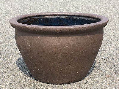 水鉢 18 D【黒土】 睡蓮鉢 金魚鉢 大きい水鉢 メダカ鉢 鉢 陶器