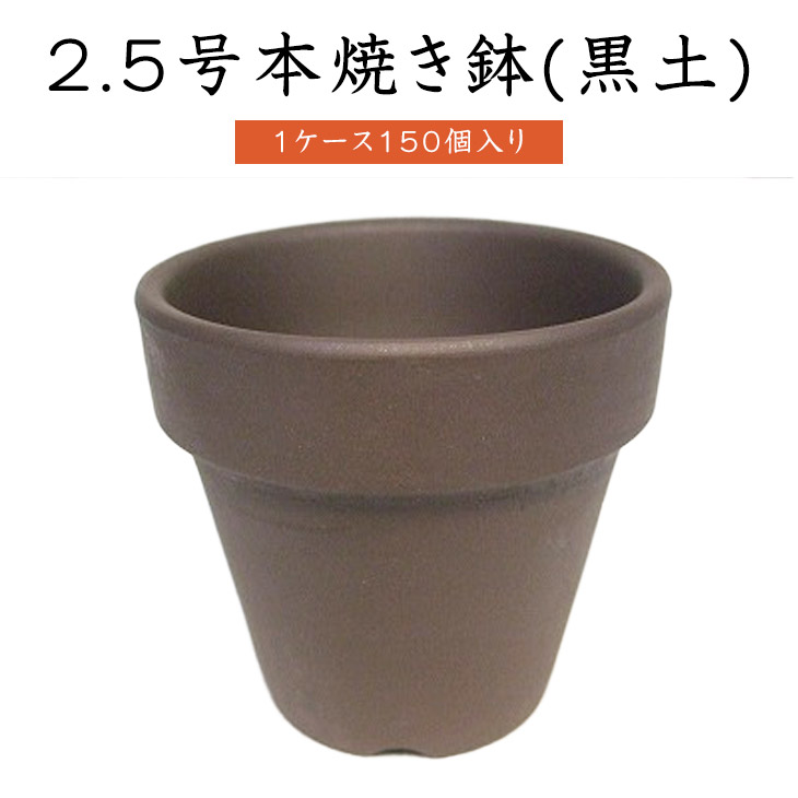 2.5号本焼き鉢(黒土)【1入れもの 150個入り口・入口】