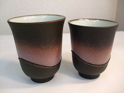 玲光作　あけぼの釉夫婦湯呑