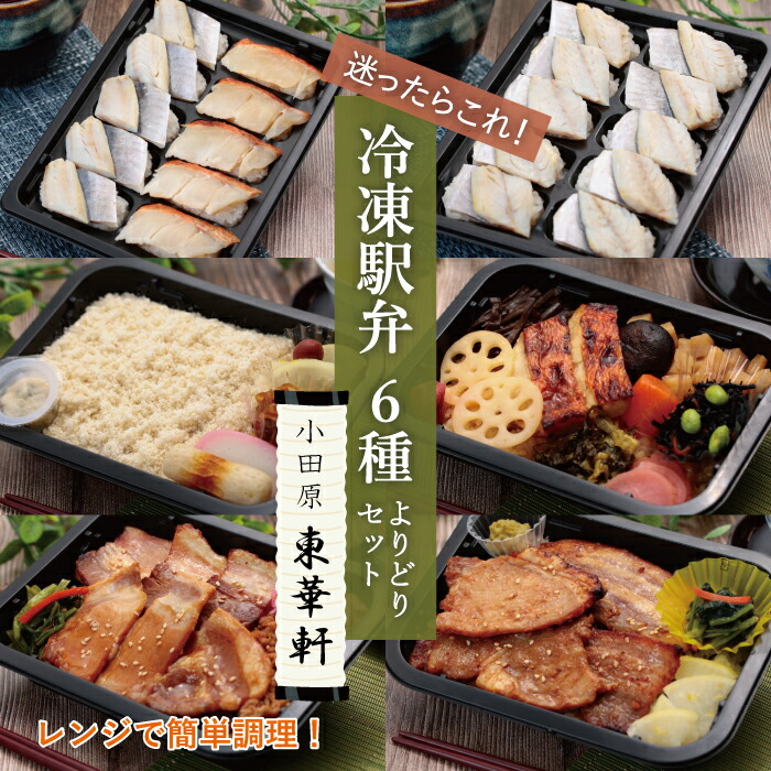 東華軒 冷凍駅弁 よりどり6種セット 冷凍弁当 レンジで調理 鯛めし 金目鯛西京焼き 鯵押寿司 箱根山麓豚 カルビ ロース やまゆりポーク 小田原名物 ご当地 時短 弁当 おかず ご飯付き お試し 簡単調理 レンチン 宅配弁当 肉 魚 お取り寄せ 送料無料 ギフト