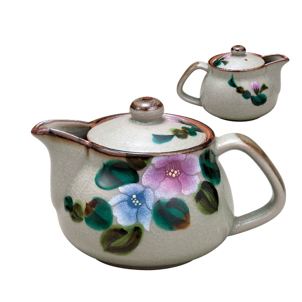 九谷焼 中ポット急須 花かすみ 山茶花/美山窯＜送料無料 茶器 湯呑 ポット 急須 人気 ギフト 贈り物 結婚祝い/内祝い/お祝い/＞