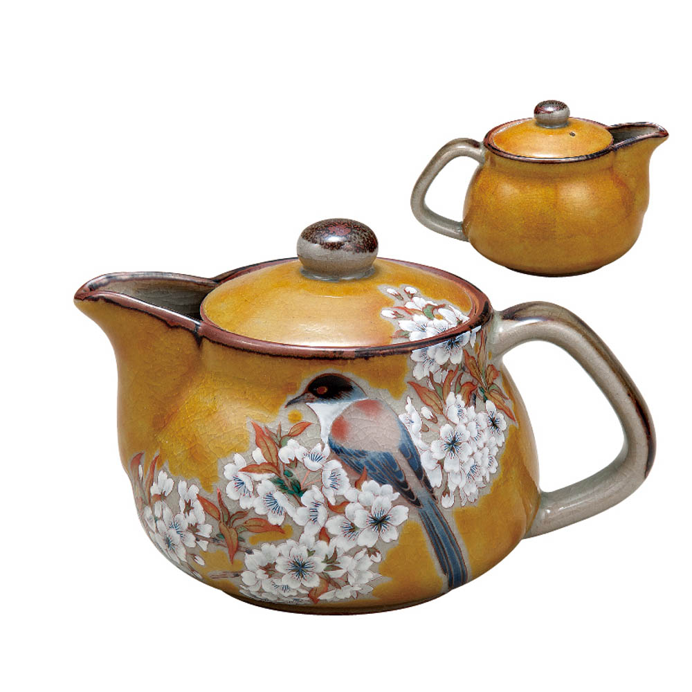 楽天市場】九谷焼 ポット急須 吉田屋山桜に鳥（網付） ＜送料無料 和