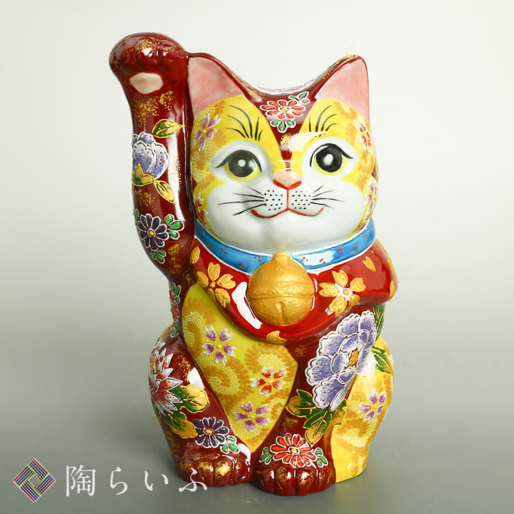 九谷焼 招き猫 5.5号 黒盛花と蝶 新品 箱付き 楽天市場】九谷焼 5.5号横座招き猫 黒盛花と蝶 ＜送料無料＞置物