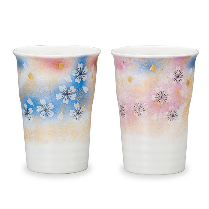 九谷焼 ペアフリーカップ 花の舞＜送料無料 カップ　フリーカップ 人気 ギフト 贈り物 結婚祝い/内祝い/お祝い/＞ 化粧箱入り