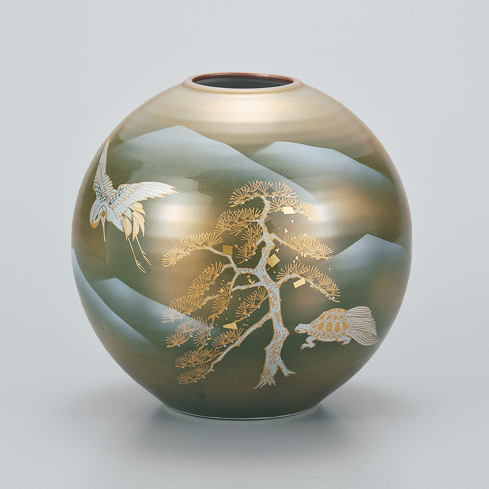 楽天市場】九谷焼 7号花瓶 古九谷花鳥（台付） ＜送料無料 花瓶 花器