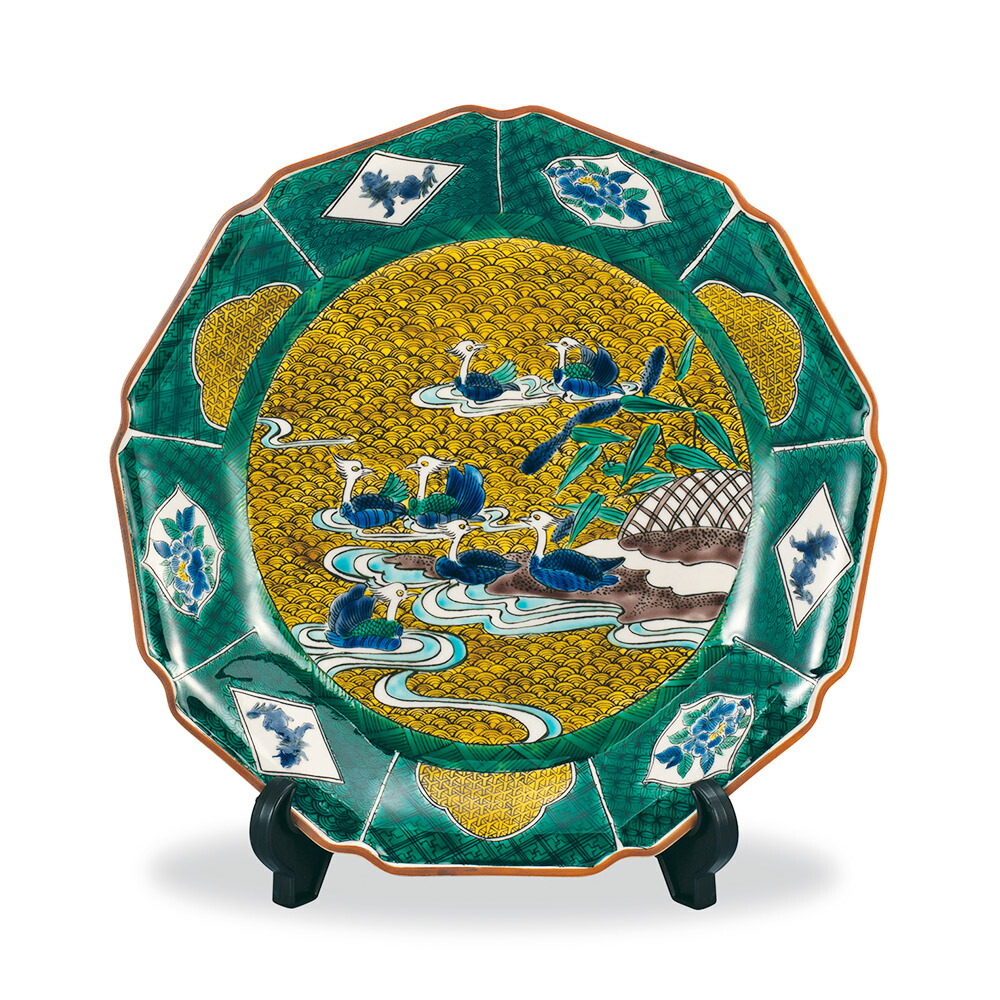 楽天市場】九谷焼 10号飾皿 牡丹孔雀（皿立付） ＜九谷焼 木箱入り