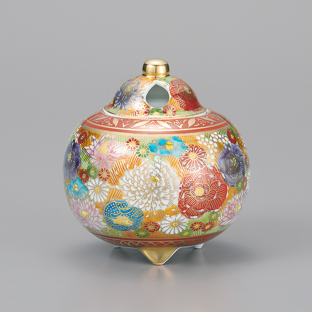 楽天市場】九谷焼 3号豆香炉 金花詰 ＜送料無料＞仏具 床の間 香炉