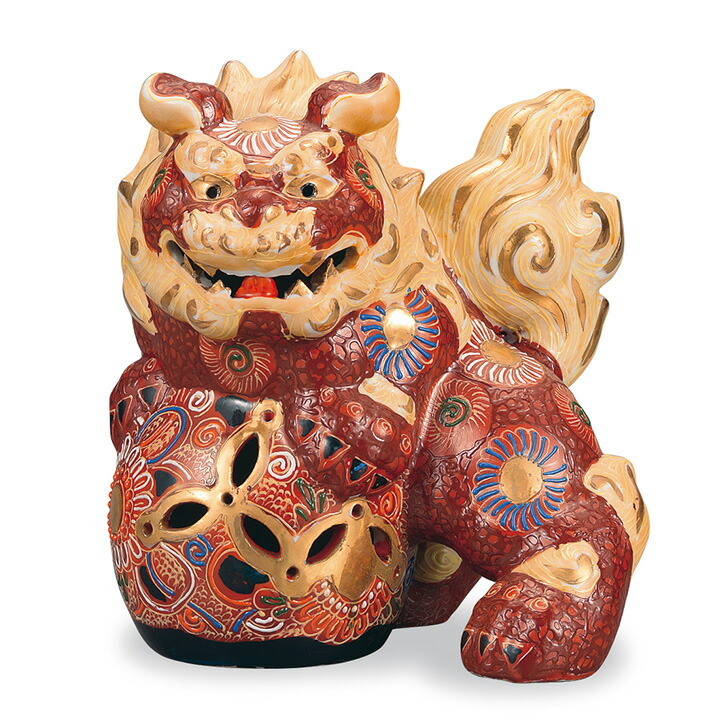 楽天市場】九谷焼 9号宝獅子 白盛（房付） ＜送料無料 置物 縁起物