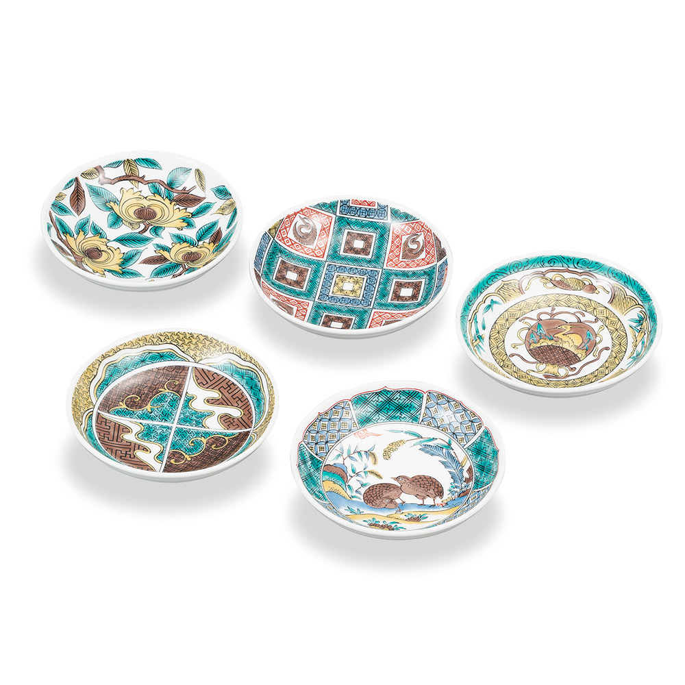 楽天市場】九谷焼 4号皿揃 吉田屋風丸紋間取花鳥/青郊窯＜送料無料＞和