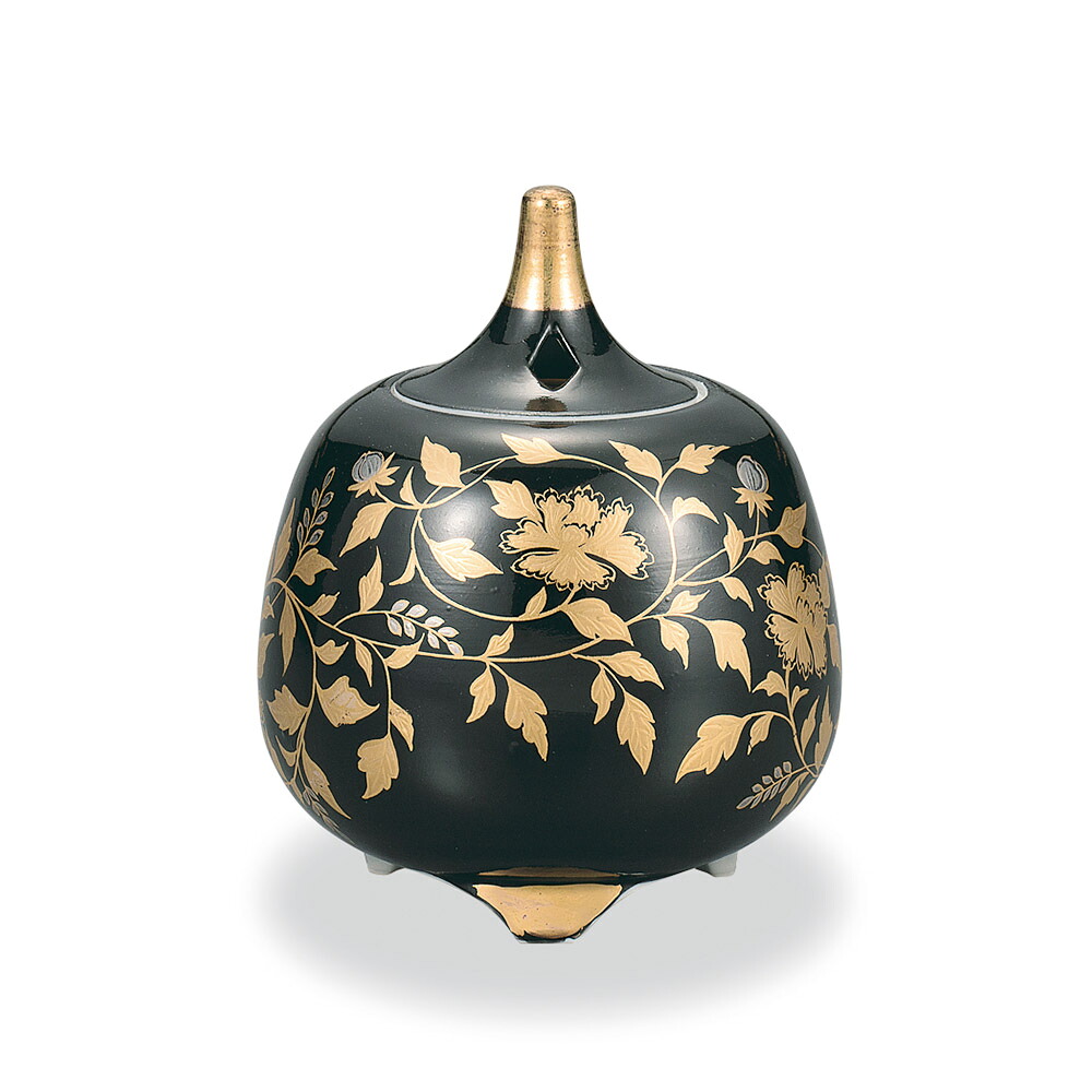 九谷焼 香炉 金襴手 黒/大志窯＜送料無料 香炉 仏具 人気 ギフト 贈り物 結婚祝い/内祝い/お祝い/＞ 木箱入り｜使う・贈る 九谷焼専門店 陶らいふ