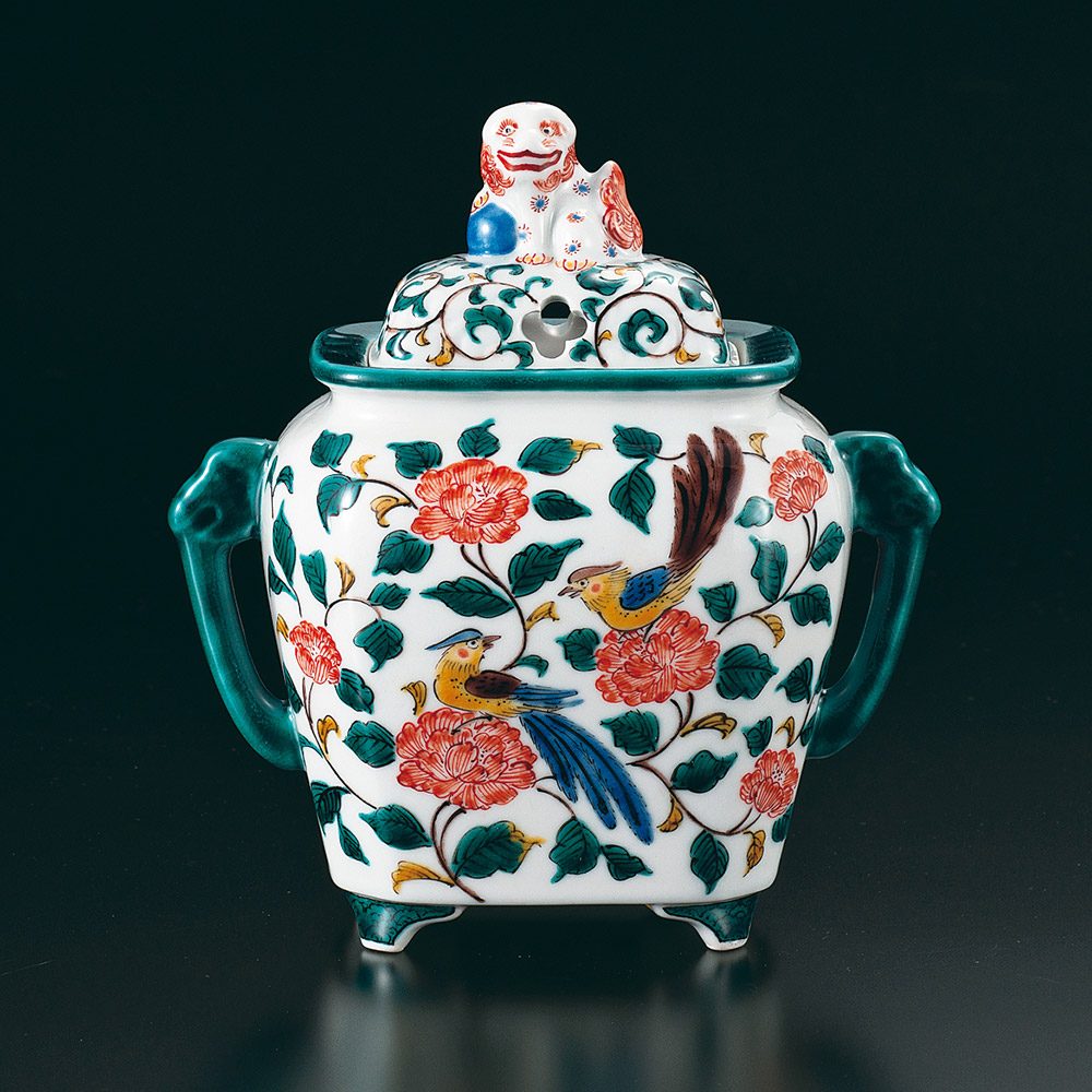 九谷焼 香炉 色絵花鳥絵変図/三ツ井為吉＜送料無料 香炉 仏具 人気 ギフト 贈り物 結婚祝い/内祝い/お祝い/＞ 桐箱紐通し入り｜使う・贈る 九谷焼専門店 陶らいふ