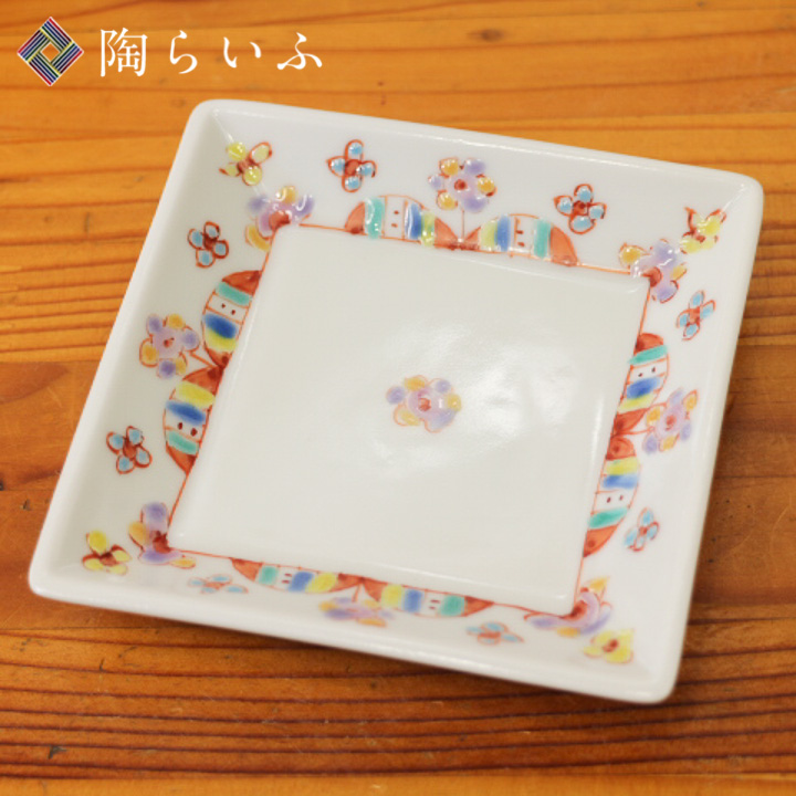 九谷焼　皿 楽天市場】九谷焼 7号波角皿 街のバス/銀舟窯＜送料無料＞和食器