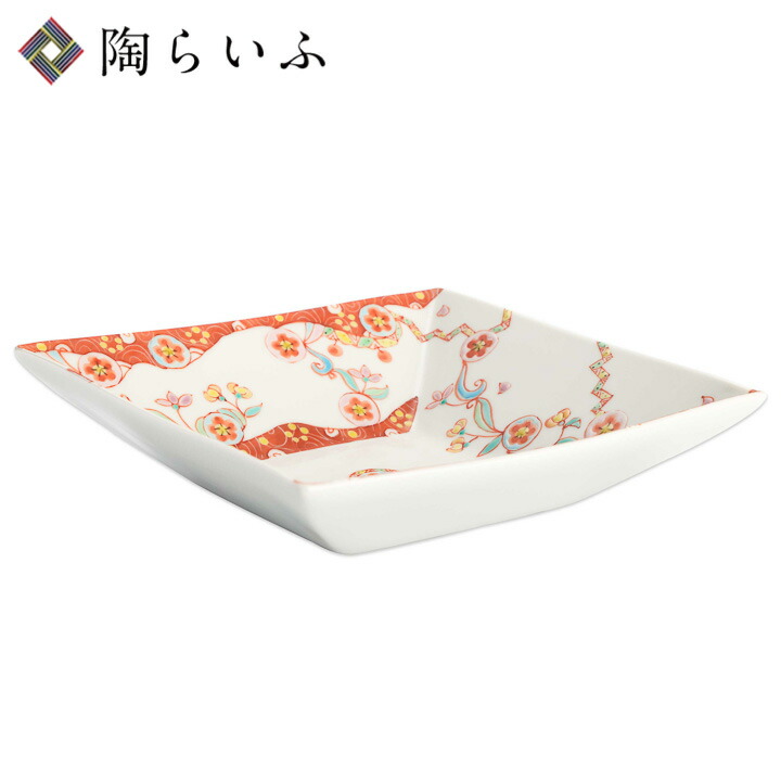 九谷焼 角盛鉢 花の王宮/銀舟窯＜送料無料＞和食器 盛鉢 大鉢 人気 ギフト 贈り物 結婚祝い/内祝い/お祝い 化粧箱入り｜使う・贈る 九谷焼専門店 陶らいふ