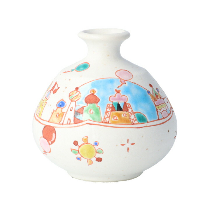 九谷焼　花瓶 楽天市場】九谷焼 小つぼ花生 三色花/銀舟窯＜花瓶 花器 一輪生