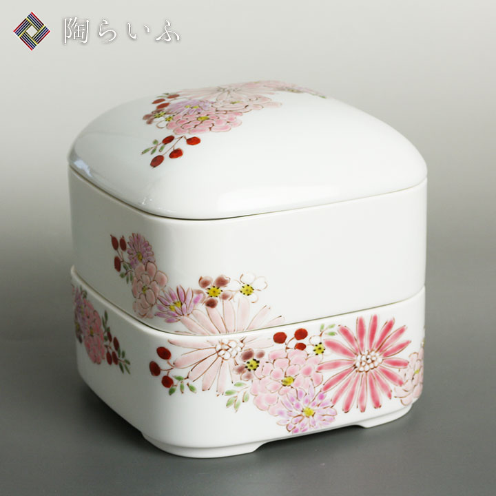 九谷焼　青郊窯　赤絵花鳥　三段重　蓋付き重ね鉢　赤小紋　古伊万里　色絵　捻り祥瑞 九谷焼 栄山窯 赤絵花鳥 小鉢揃 5枚セット 角鉢 色絵 角皿 和
