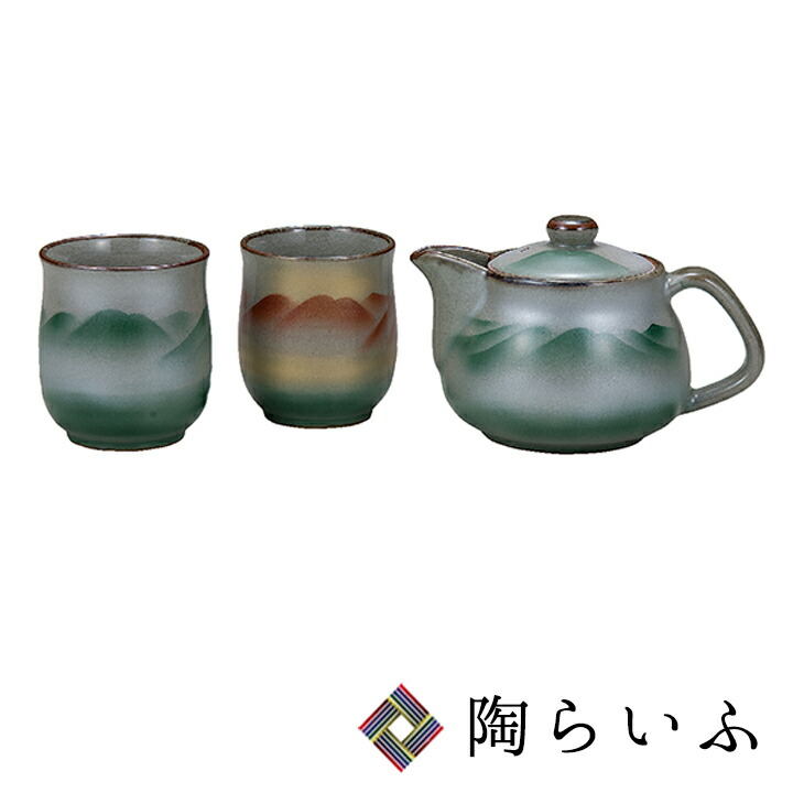 楽天市場】九谷焼 憩い揃（磁器） 組湯呑+中ポット 京山茶花/美山窯