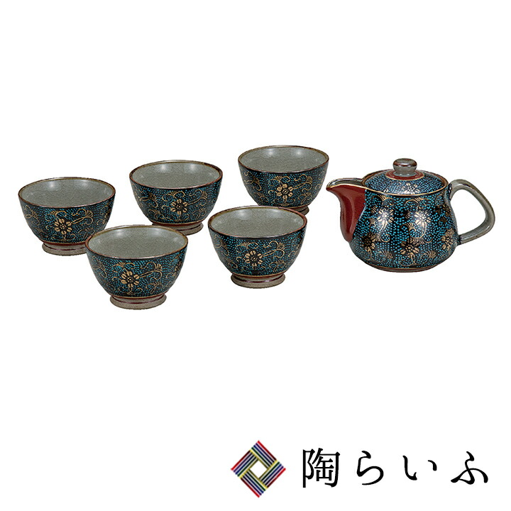 <送料無料 和食器 九谷焼 茶器 湯呑 急須 人気 ギフト セット 贈り物 結婚祝い/内祝い/お祝い> 吉田屋風 憩い揃 九谷焼