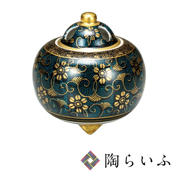 楽天市場】九谷焼香炉 本金青粒鉄線 佐伯信平作【当日出荷可能】【送料