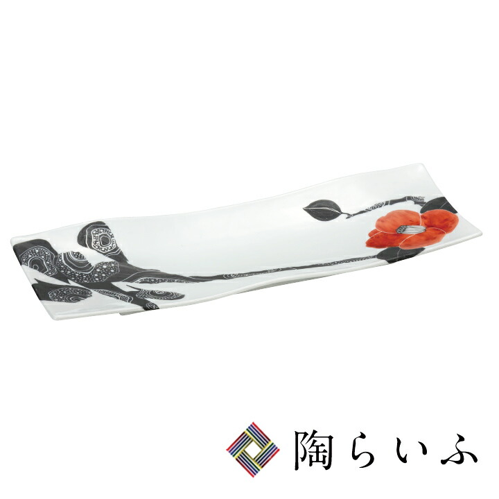 九谷焼 11号盛皿 赤い花 / 井上雅子 ＜送料無料 和食器 皿 盛皿 人気 ギフト 贈り物 結婚祝い/内祝い/お返し＞ 化粧箱入り｜使う・贈る 九谷焼専門店 陶らいふ