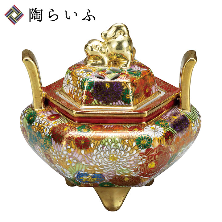 メ*ン様 九谷焼 真山造 香炉 本金花詰 共箱付き 美品 146979450_o3.jpg?