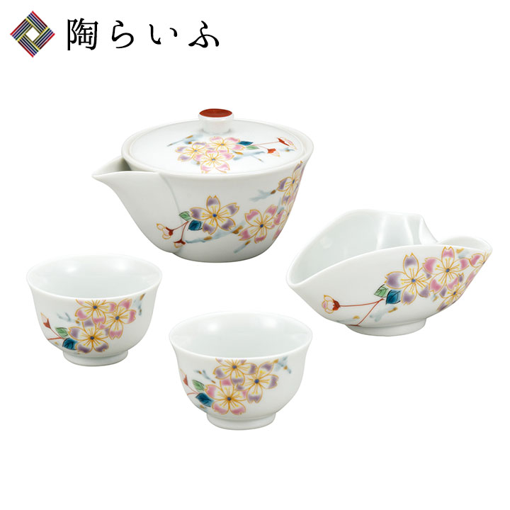 九谷焼 宝瓶揃 和桜 / 大志窯 <送料無料 茶器 湯呑 人気 ギフト 贈り物 結婚祝い/内祝い/お祝い/> 化粧箱入り|使う・贈る 九谷焼専門店 陶らいふ