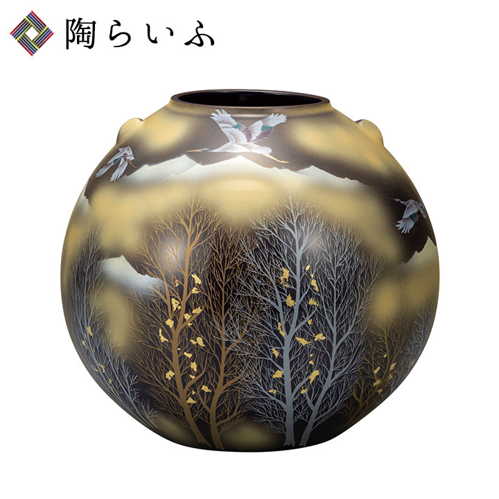 楽天市場】九谷焼 8号花瓶 銀彩金鶴 ＜送料無料＞花器 花瓶 人気