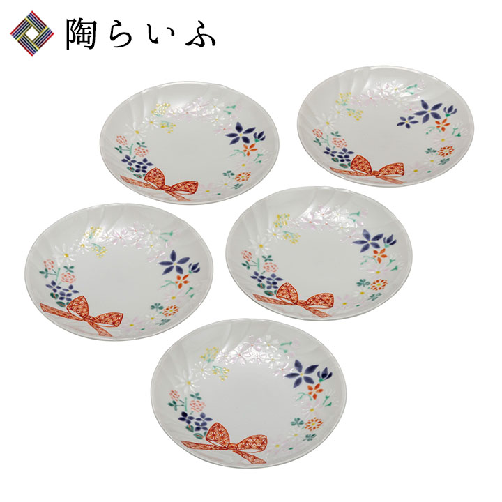 九谷焼 5号皿揃 花たば / 晄窯＜送料無料 和食器 皿 中皿 人気 ギフト 贈り物 結婚祝い/内祝い/お祝い/＞ 化粧箱入り [ss]｜使う・贈る 九谷焼専門店 陶らいふ