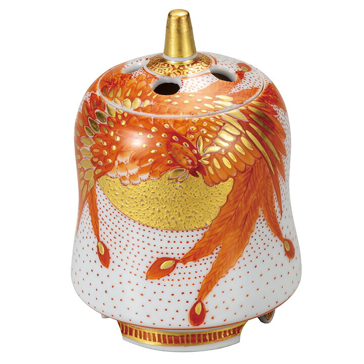 九谷焼　香炉　赤絵　九谷　錦峰 香炉（獅子蓋） 本金七福神 [ 中田錦峰 ]