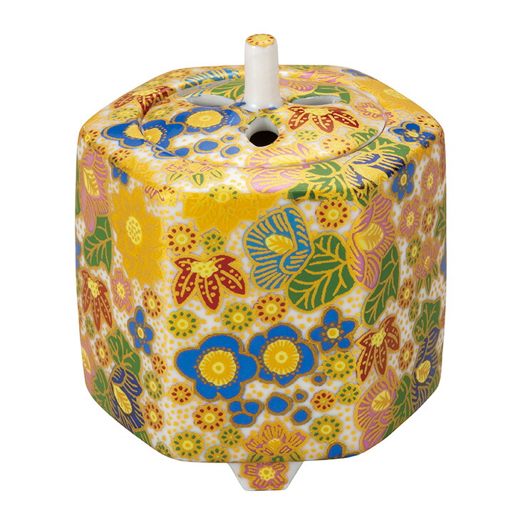 メ*ン様 九谷焼 真山造 香炉 本金花詰 共箱付き 美品 メ*ン様 九谷焼 真山造 香炉 本金花詰 共箱付き 美