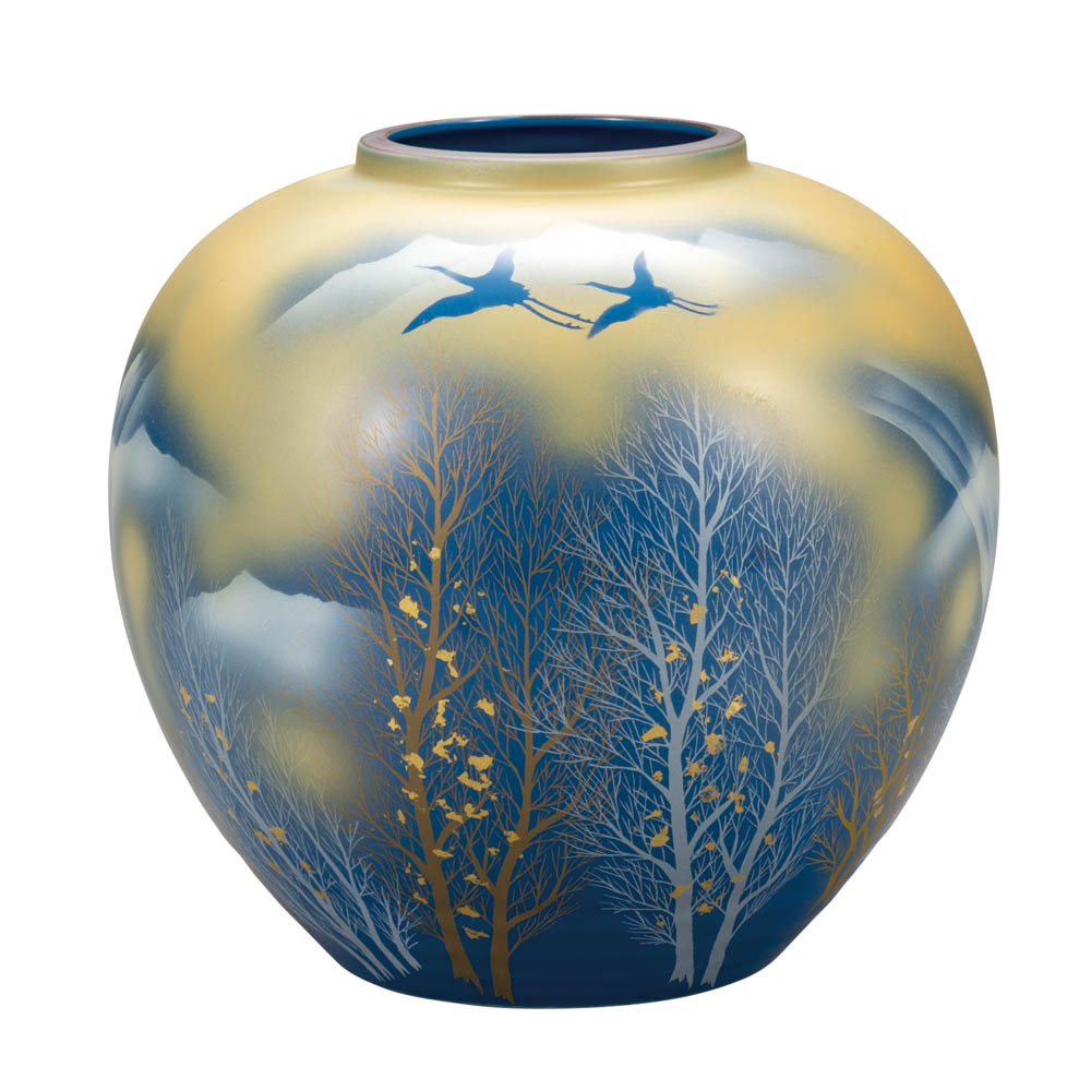 楽天市場】九谷焼 8号花瓶 金雲鶴木立 ＜送料無料 花瓶 花器