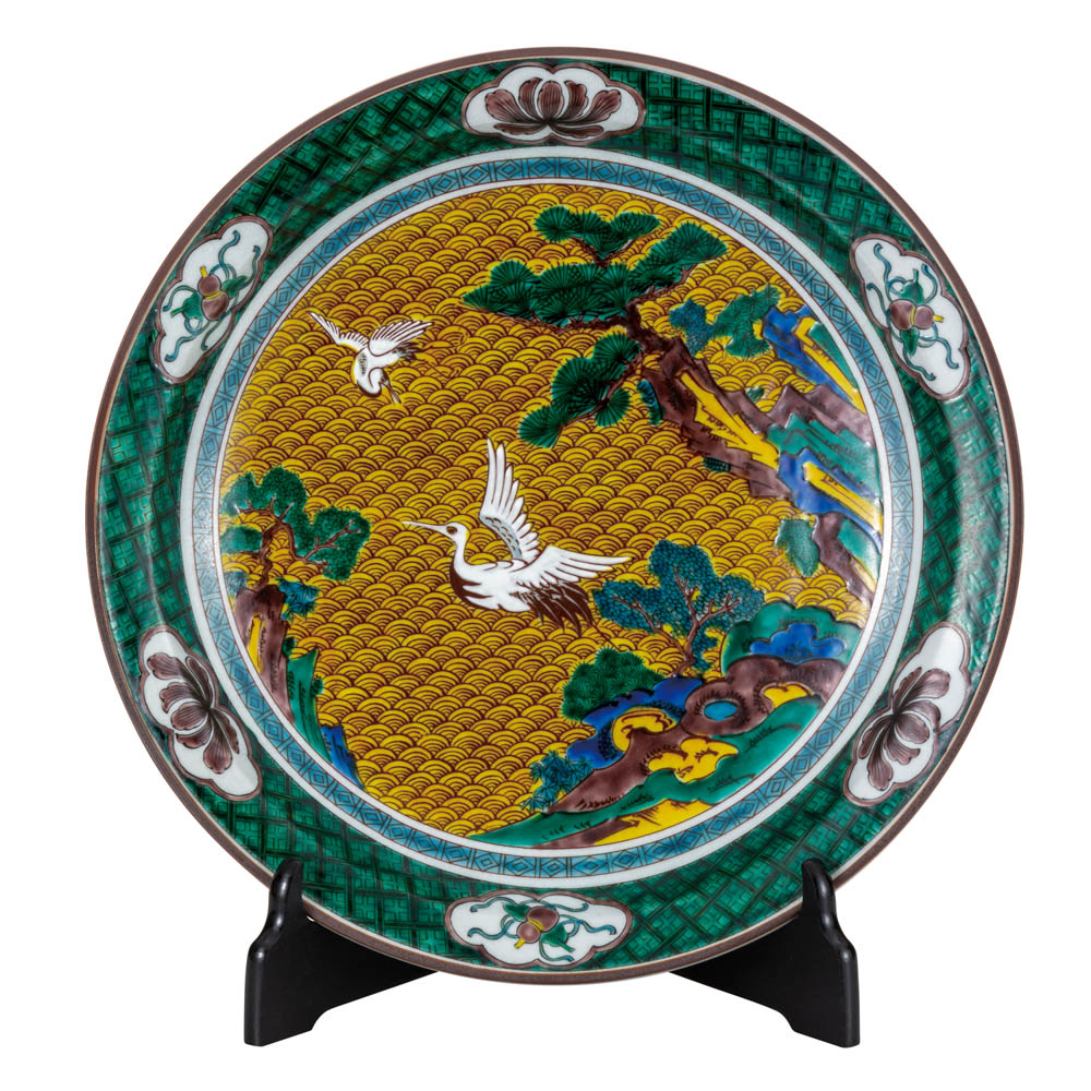 楽天市場】九谷焼 飾り 大皿(径31cm) 吉田屋鶴（皿立て