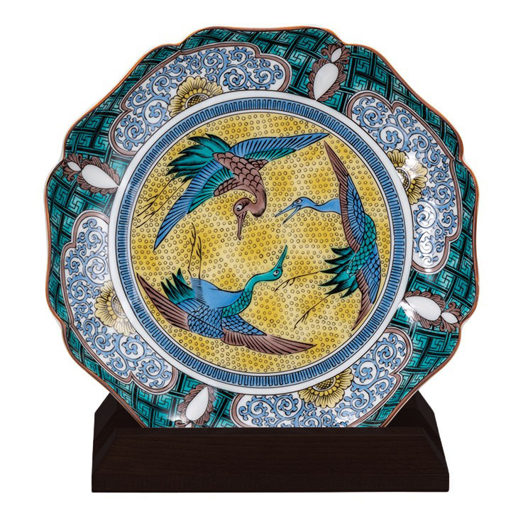 楽天市場】九谷焼 12号飾皿 吉田屋鶴（皿立付） ＜送料無料＞皿 飾り皿