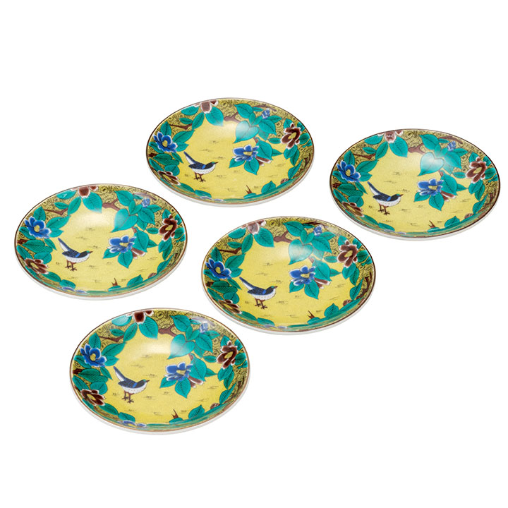 楽天市場】九谷焼 4号皿揃 吉田屋風丸紋間取花鳥/青郊窯＜送料無料＞和