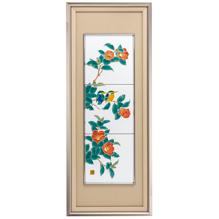 楽天市場】九谷焼 陶額 色絵翡翠 [汀] / 山岸大成 ＜ 置物 額