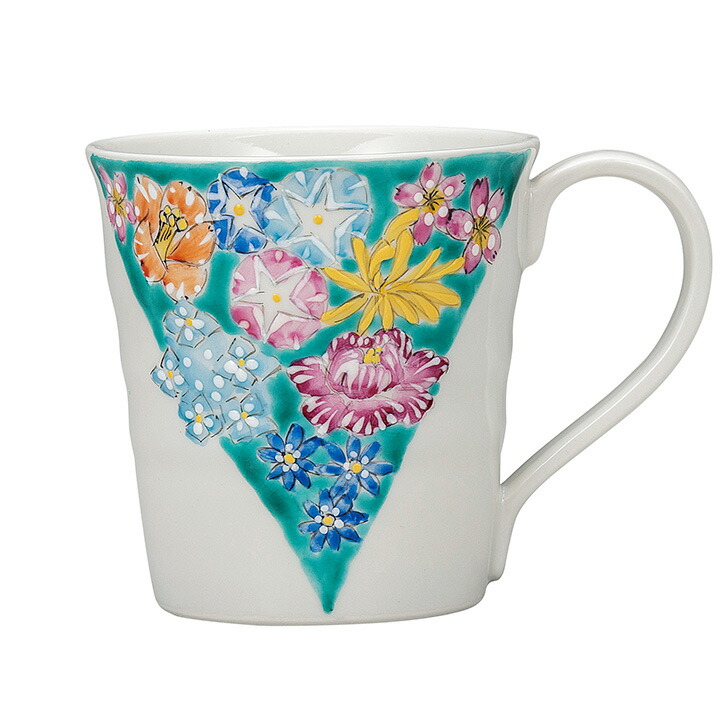 九谷焼 マグカップ 花詰/新川敦子＜送料無料 カップ マグカップ 人気 ギフト 贈り物 結婚祝い/内祝い/お祝い/＞ 化粧箱入り