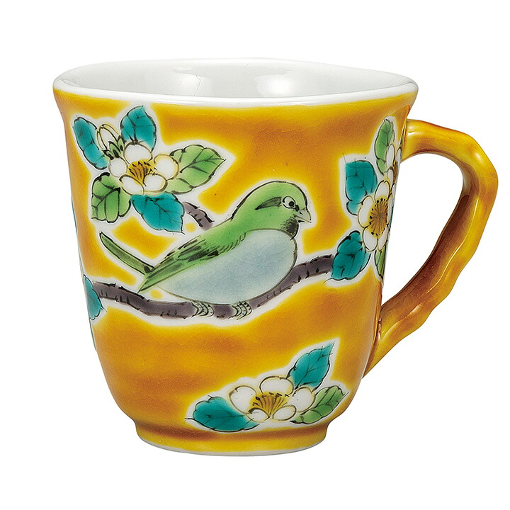 九谷焼 マグカップ 吉田屋山茶花鳥/山岸雄三＜送料無料 カップ マグカップ 人気 ギフト 贈り物 結婚祝い/内祝い/お祝い/＞ 化粧箱入り