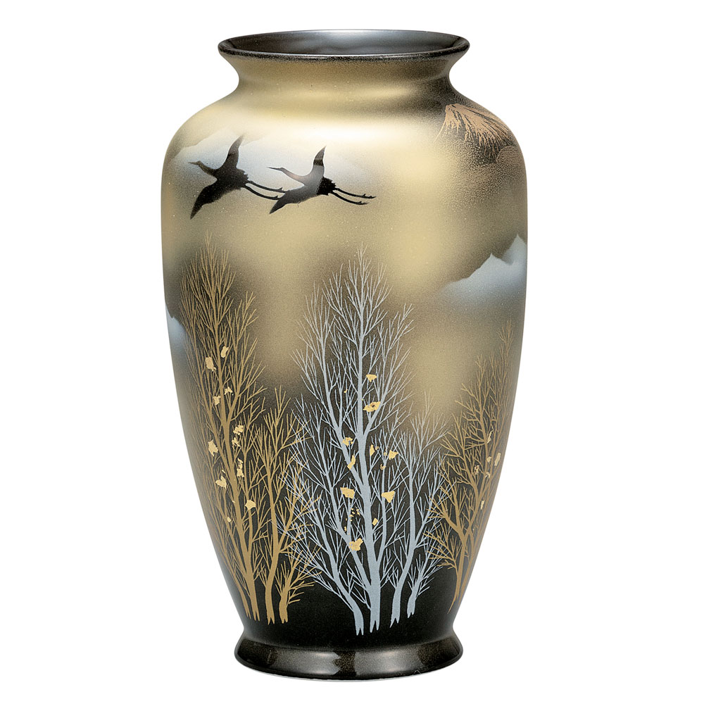 楽天市場】九谷焼 7号花瓶 金箔梅の図 / 山田登陽志 ＜花瓶 花器 人気