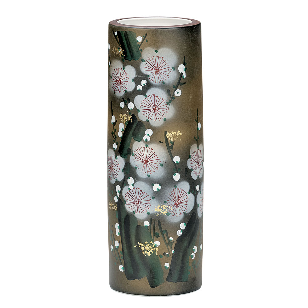 九谷焼伝統工芸花瓶金箔梅 九谷焼伝統工芸花瓶金箔梅