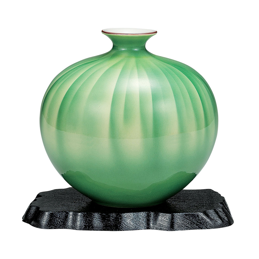 九谷焼　花瓶　陽山 作家 山田登陽志 陶器 九谷焼 花瓶 金箔鶴 : 和座倶楽部 - 通販