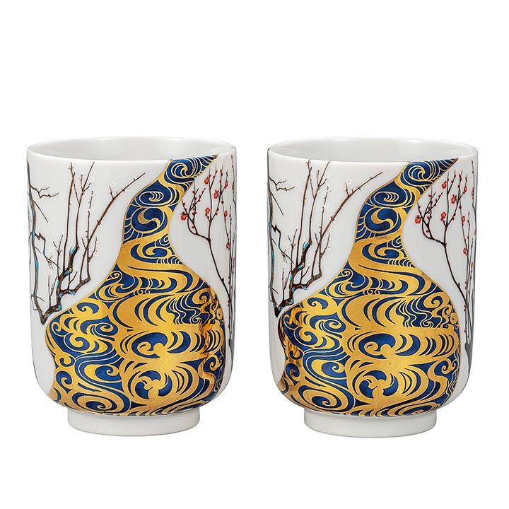 楽天市場】九谷焼 組湯呑 割取松竹梅 / 銀泉窯 | 茶器 ペア湯呑