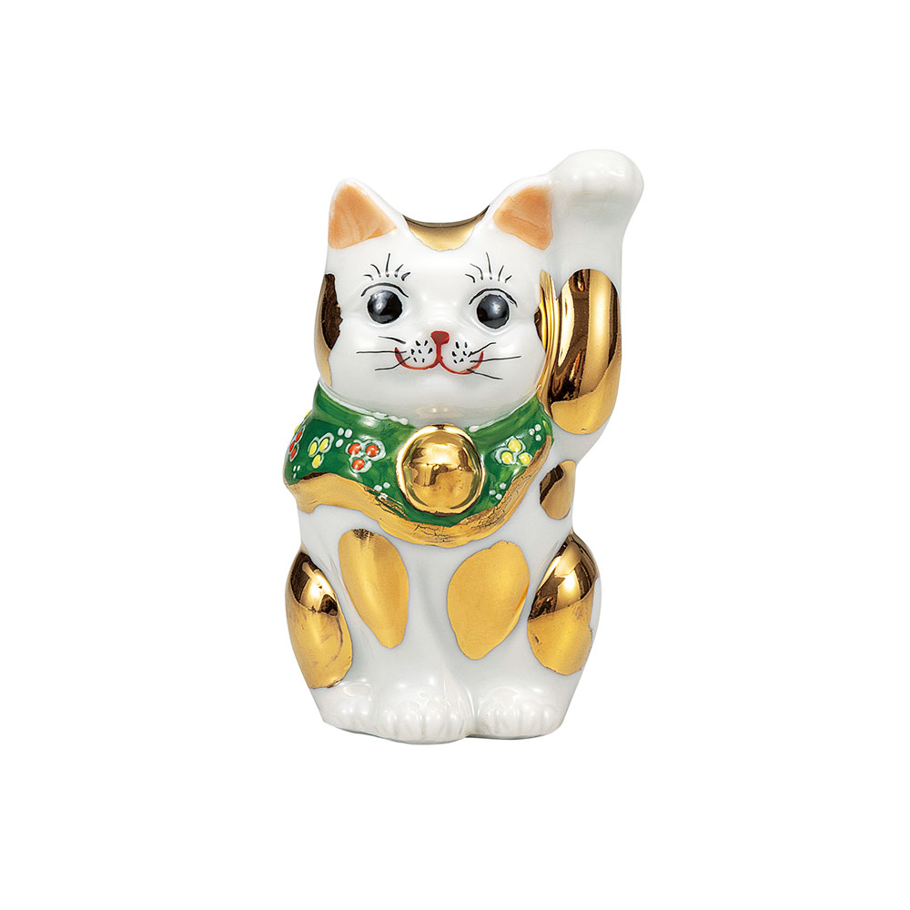 九谷焼 2.8号招き猫 金ブチ<送料無料 置物 縁起物 招き猫 人気 ギフト 贈り物 結婚祝い/内祝い/お祝い/>|使う・贈る 九谷焼専門店 陶らいふ