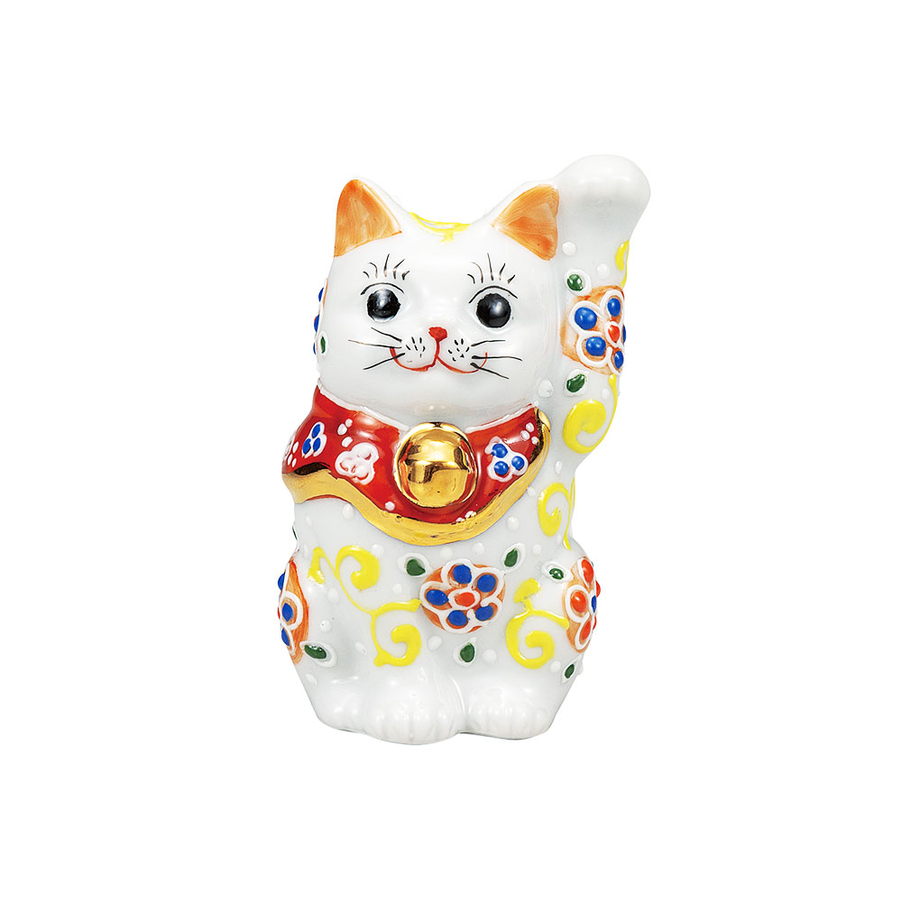 九谷焼 2.8号招き猫 梅唐草<送料無料 置物 縁起物 招き猫 人気 ギフト 贈り物 結婚祝い/内祝い/お祝い/>|使う・贈る 九谷焼専門店 陶らいふ