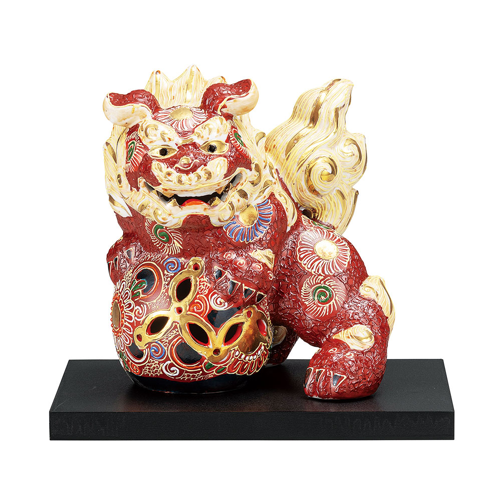 九谷焼 玉獅子 10号 対剣獅子 一対 八幡窯 九谷焼 玉獅子 10号 対剣獅子 一対 八幡窯 九谷焼 玉獅子 10号