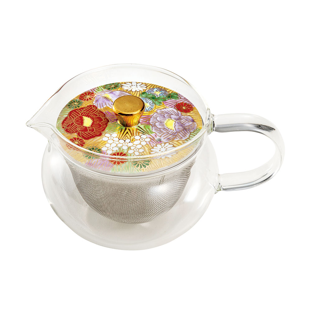 九谷焼 九谷和 ポット NAGOMI POT 金花詰 赤（茶こし付）＜送料無料 茶器 湯呑 ポット 急須 人気 ギフト 贈り物 結婚祝い/内祝い/お祝い/＞ 化粧箱入り