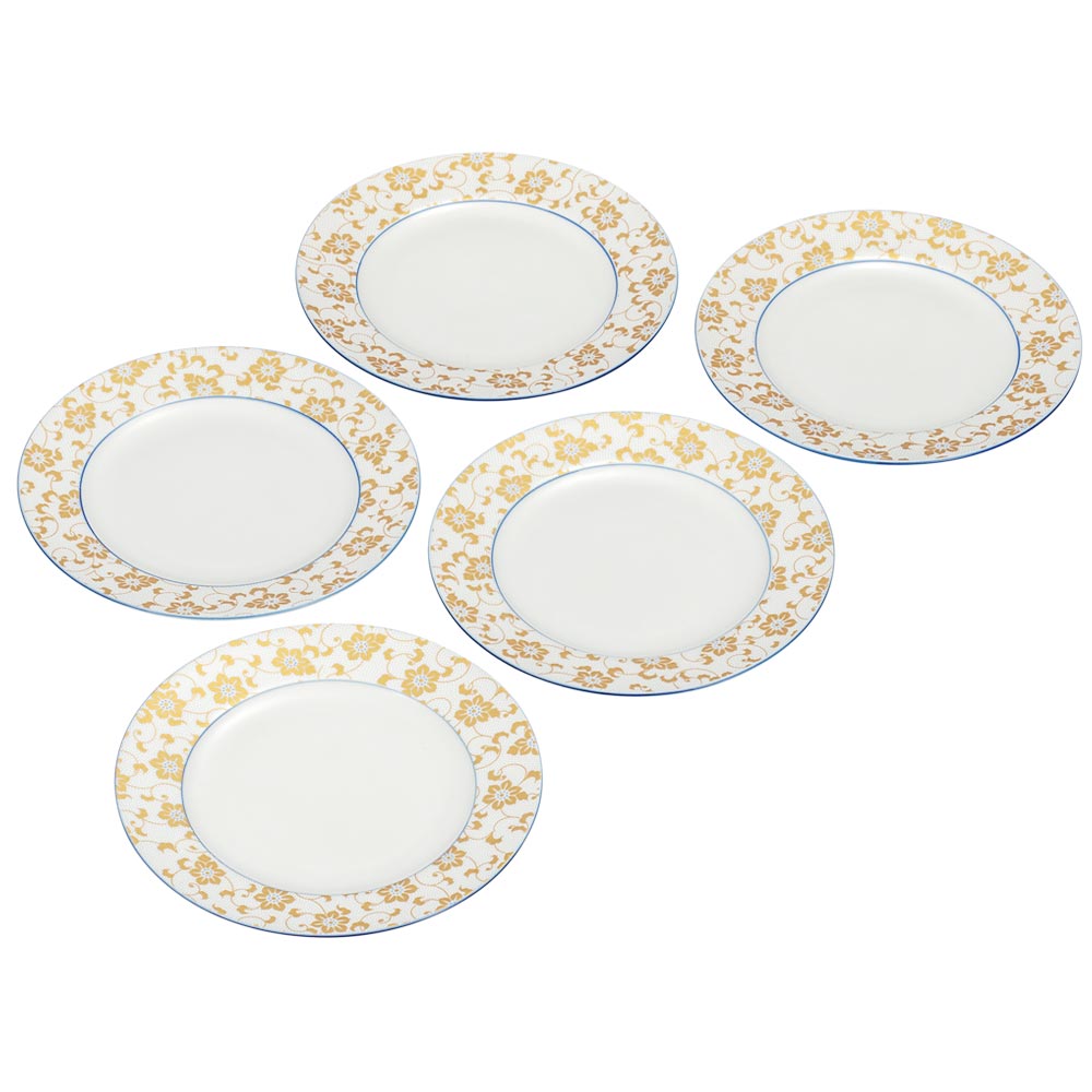 九谷焼 6.5号皿揃 白粒鉄仙＜送料無料 皿 中皿 人気 ギフト 贈り物 結婚祝い/内祝い/お祝い/＞ 化粧箱入り